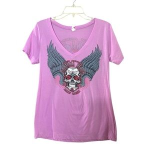 2018 77th Annual Daytona Beach Bike Week Women's Pink Graphic Tee Large (3-8)